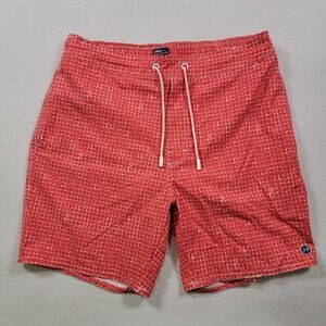 Johnnie-O Mallon Swim Trunks Mens M Nantucket Red Stretch Lined Board Shorts